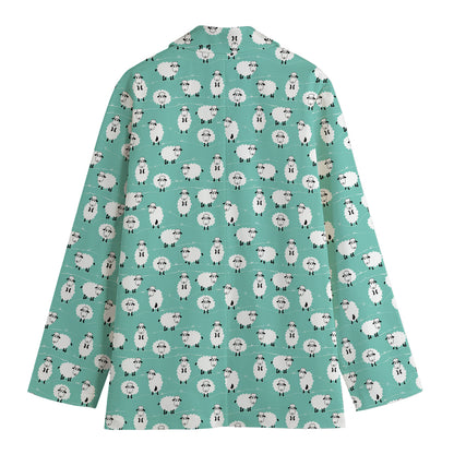 Little Sheep Pattern Print Women's Cotton Blazer