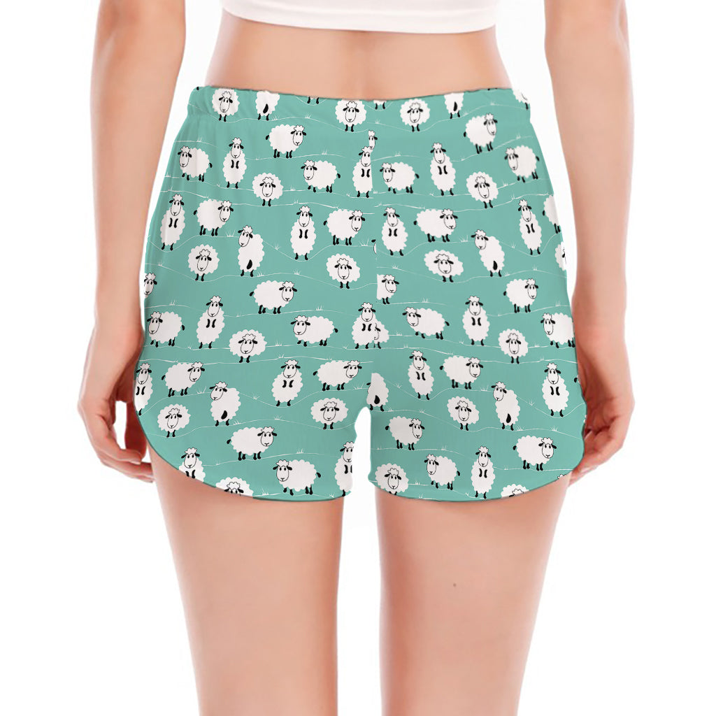 Little Sheep Pattern Print Women's Split Running Shorts