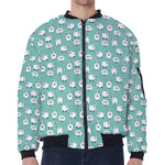 Little Sheep Pattern Print Zip Sleeve Bomber Jacket