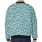 Little Sheep Pattern Print Zip Sleeve Bomber Jacket