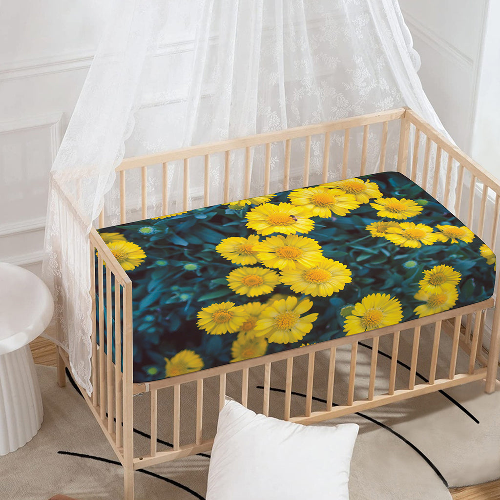 Little Yellow Daisy Print Baby Crib Sheet