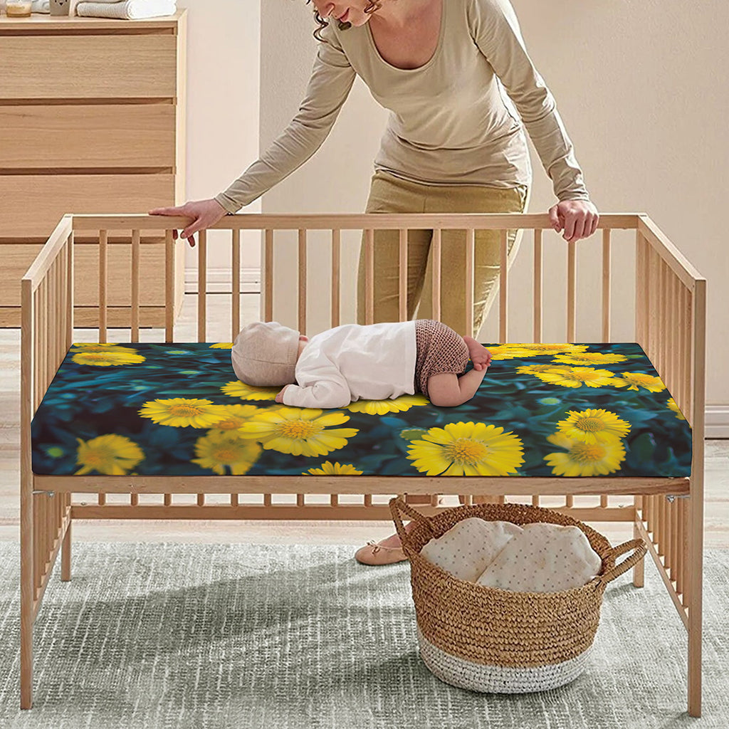 Little Yellow Daisy Print Baby Crib Sheet