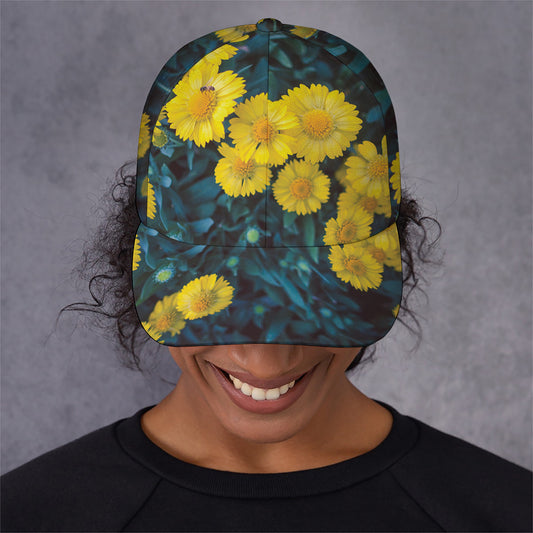 Little Yellow Daisy Print Baseball Cap