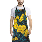 Little Yellow Daisy Print Bib Apron With Pocket