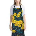 Little Yellow Daisy Print Bib Apron With Pocket