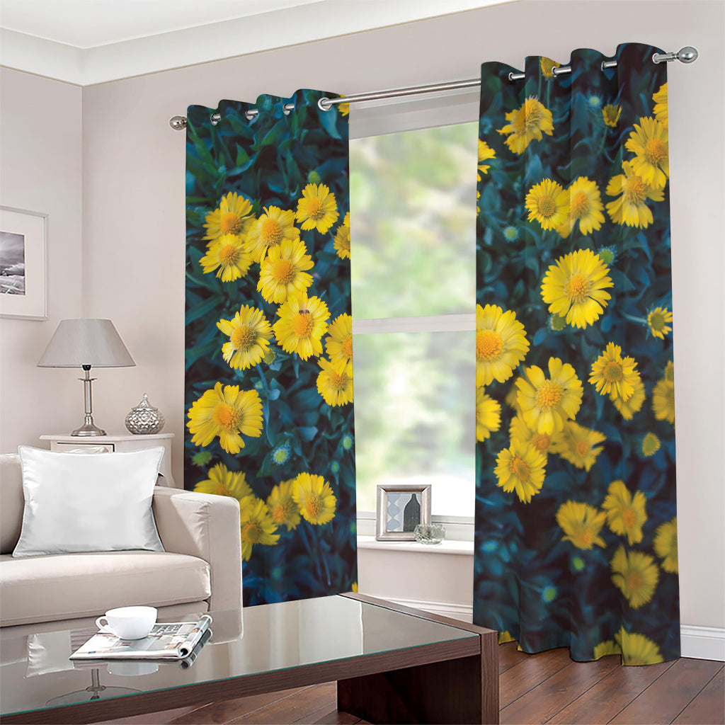 Little Yellow Daisy Print Blackout Grommet Curtains