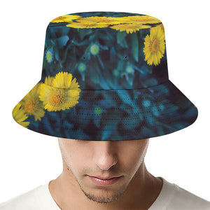 Little Yellow Daisy Print Bucket Hat