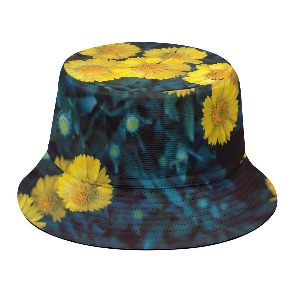 Little Yellow Daisy Print Bucket Hat