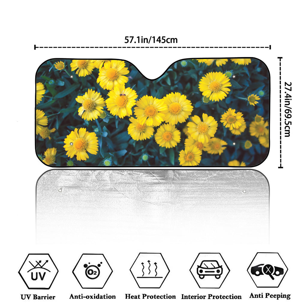 Little Yellow Daisy Print Car Windshield Sun Shade