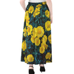 Little Yellow Daisy Print Chiffon Maxi Skirt