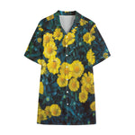 Little Yellow Daisy Print Cotton Hawaiian Shirt