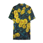Little Yellow Daisy Print Cotton Hawaiian Shirt