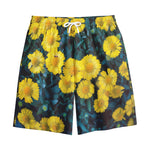 Little Yellow Daisy Print Cotton Shorts