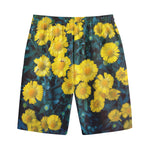 Little Yellow Daisy Print Cotton Shorts