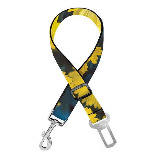 Little Yellow Daisy Print Dog Seat Belt