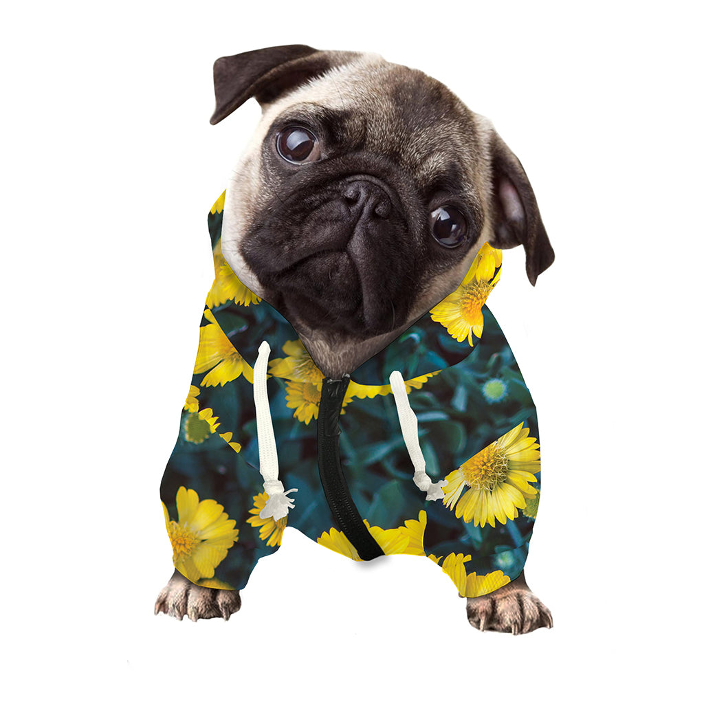 Little Yellow Daisy Print Dog Zip Up Hoodie