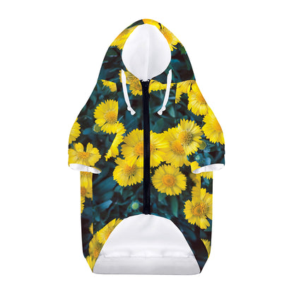 Little Yellow Daisy Print Dog Zip Up Hoodie
