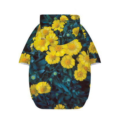 Little Yellow Daisy Print Dog Zip Up Hoodie