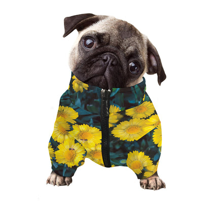 Little Yellow Daisy Print Dog Zip Up Jacket