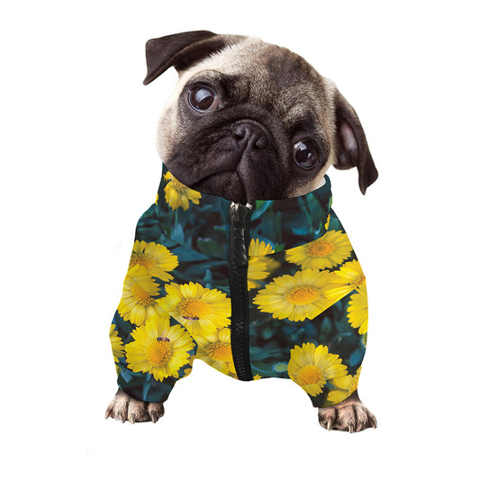 Little Yellow Daisy Print Dog Zip Up Jacket