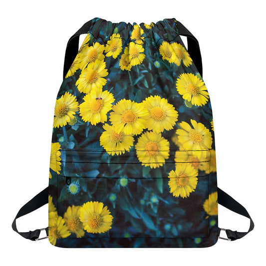 Little Yellow Daisy Print Drawstring Backpack