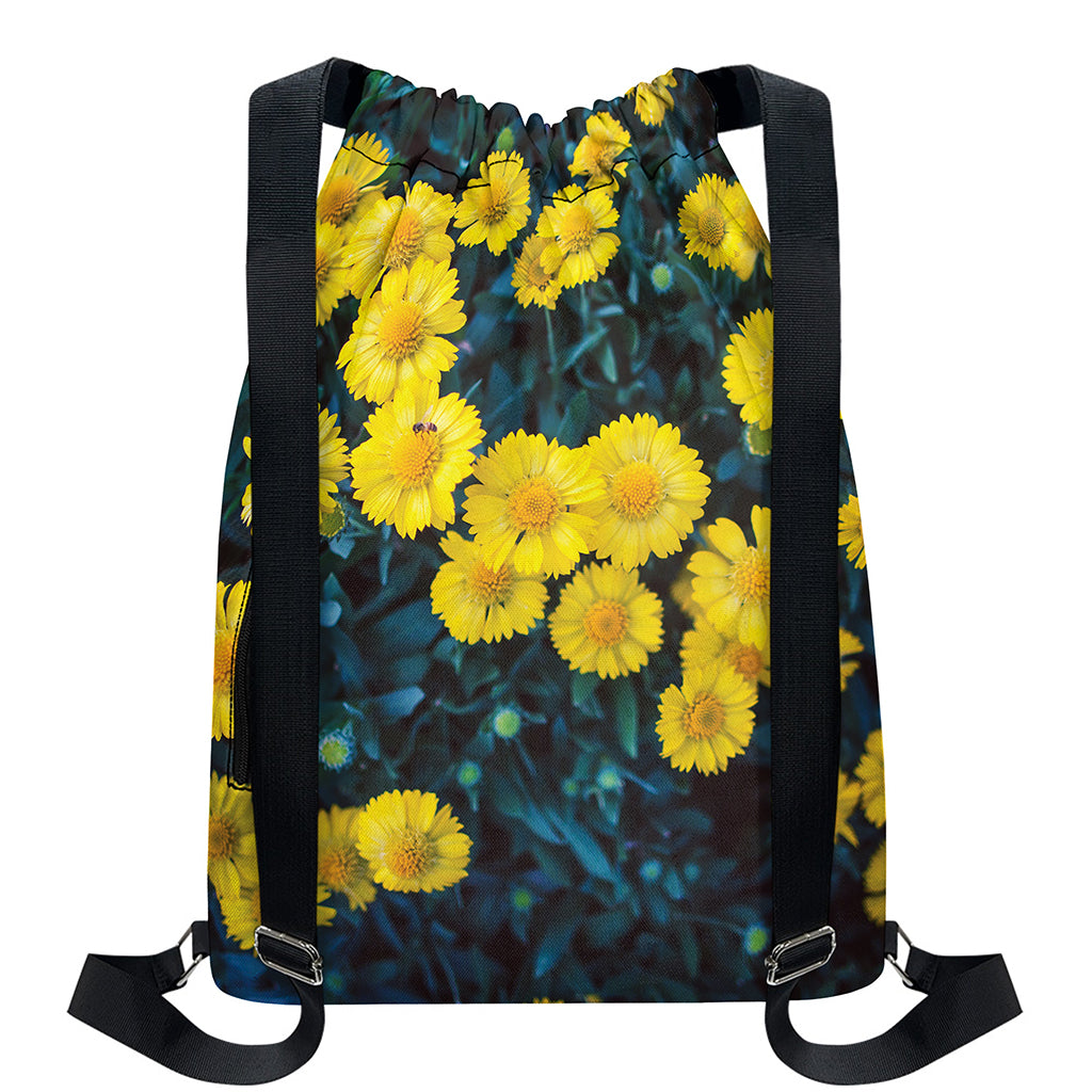 Little Yellow Daisy Print Drawstring Backpack