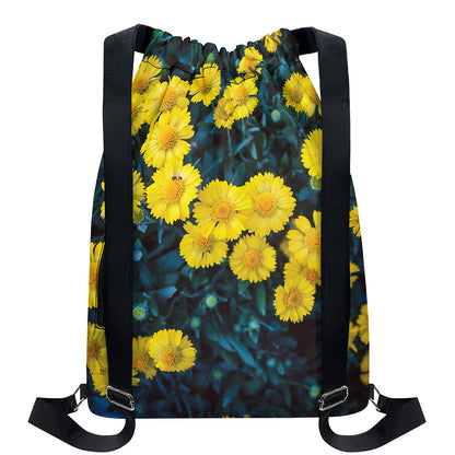 Little Yellow Daisy Print Drawstring Backpack