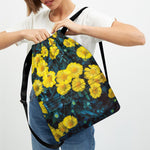 Little Yellow Daisy Print Drawstring Backpack