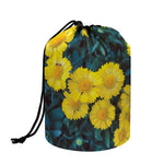 Little Yellow Daisy Print Drawstring Makeup Bag