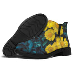 Little Yellow Daisy Print Flat Ankle Boots