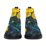 Little Yellow Daisy Print Flat Ankle Boots