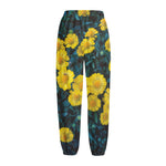 Little Yellow Daisy Print Fleece Lined Knit Pants