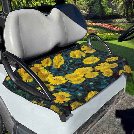 Little Yellow Daisy Print Golf Cart Seat Cover