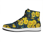 Little Yellow Daisy Print High Top Leather Sneakers