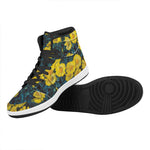 Little Yellow Daisy Print High Top Leather Sneakers