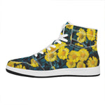 Little Yellow Daisy Print High Top Leather Sneakers