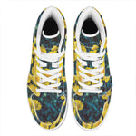 Little Yellow Daisy Print High Top Leather Sneakers