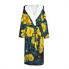 Little Yellow Daisy Print Hooded Bathrobe