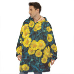 Little Yellow Daisy Print Hoodie Blanket