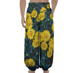 Little Yellow Daisy Print Lantern Pants