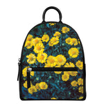 Little Yellow Daisy Print Leather Backpack