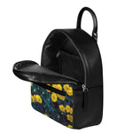 Little Yellow Daisy Print Leather Backpack