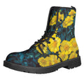 Little Yellow Daisy Print Lace-Up Boots