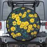 Little Yellow Daisy Print Leather Spare Tire Cover