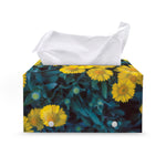 Little Yellow Daisy Print Leather Tissue Box Cover