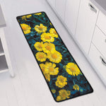 Little Yellow Daisy Print Long Kitchen Mat