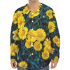 Little Yellow Daisy Print Long Sleeve Baseball Jersey