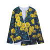 Little Yellow Daisy Print Long Sleeve Short Coat