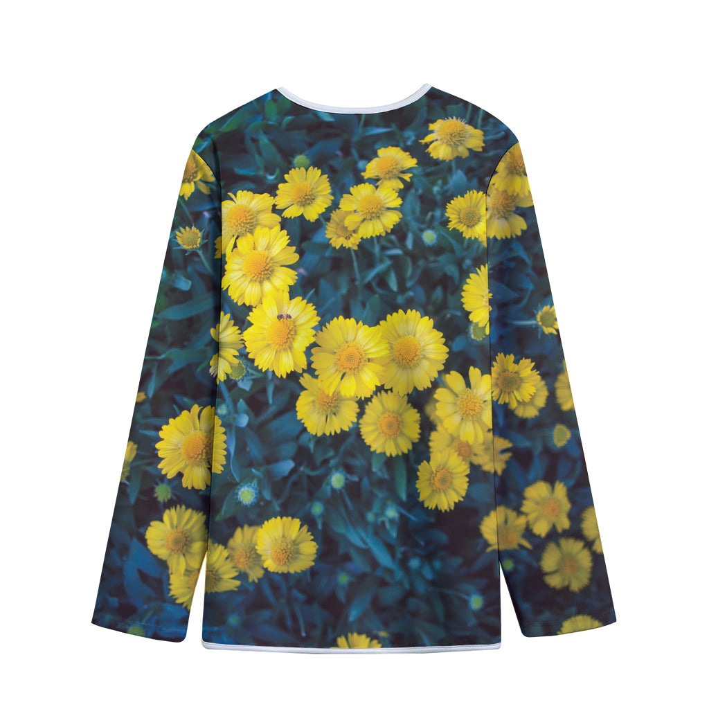 Little Yellow Daisy Print Long Sleeve Short Coat