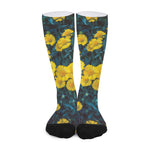 Little Yellow Daisy Print Long Socks